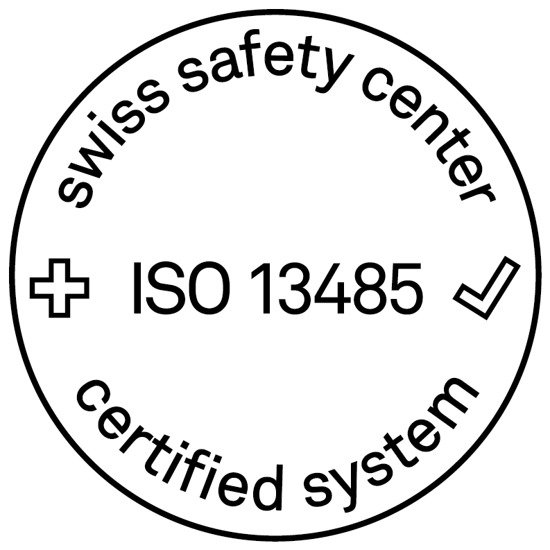 Système certifié ISO 13485 par Swiss Safety Center